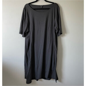 Eileen Fisher Woman t-shirt midi Dress high-low in ocean blue grey sz 2XL